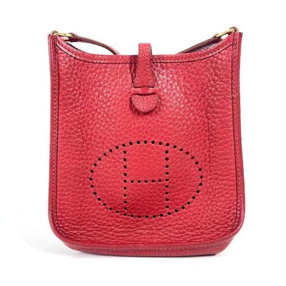 HERMES EvelyneTPM Crossbody Pochette Shoulder Bag Taurillon Clemence Rouge Ash - Picture 1 of 11